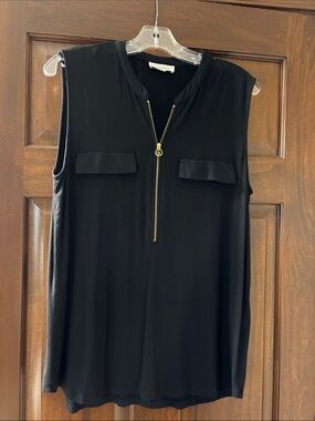 Calvin Klein Black Sleeveless Tank with Gold Zip